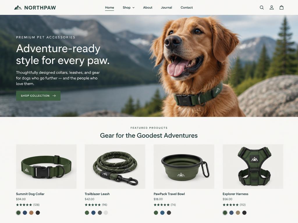 Example Pet accessories storefront