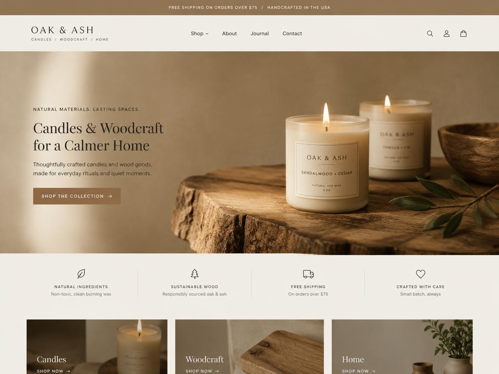 Example Home & candles storefront